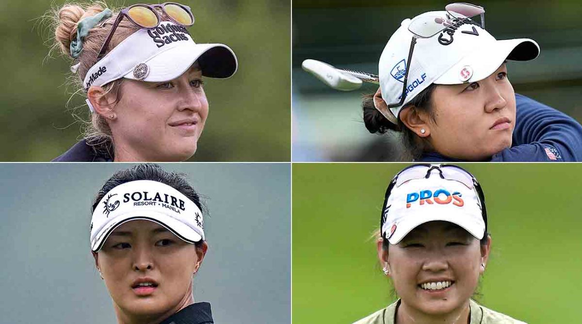 U.S. Women's Open contenders pictured clockwise from top left: Nelly Korda, Rose Zhang, Mina Harigae and Jin Young Ko.